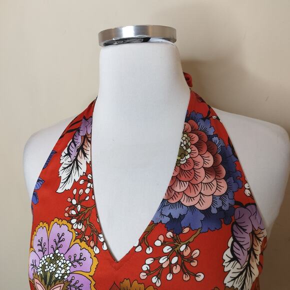 Express Halter Top Tank Floral Stripe Satin - Picture 2 of 10